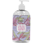 Orchids Plastic Soap / Lotion Dispenser (16 oz - Large - White) (Personalized)