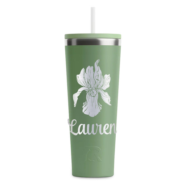 Custom Orchids RTIC Everyday Tumbler with Straw - 28oz - Light Green - Double-Sided (Personalized)