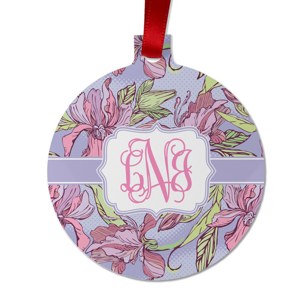 Custom Orchids Metal Ball Ornament - Double Sided w/ Monogram