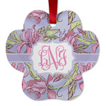 Orchids Metal Paw Ornament - Double Sided w/ Monogram