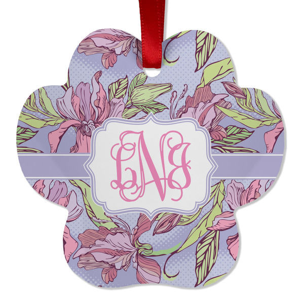 Custom Orchids Metal Paw Ornament - Double Sided w/ Monogram