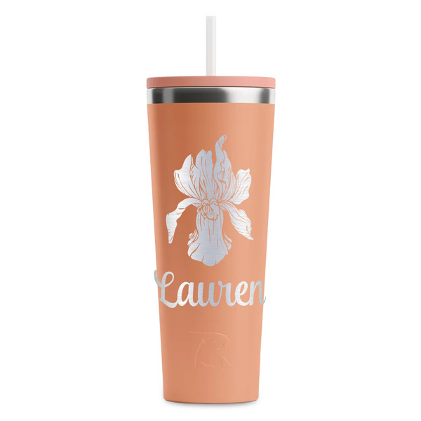 Custom Orchids RTIC Everyday Tumbler with Straw - 28oz - Peach - Double-Sided (Personalized)