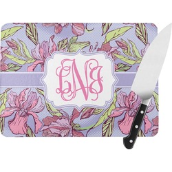 Orchids Rectangular Glass Cutting Board - Large - 15.25"x11.25" w/ Monograms