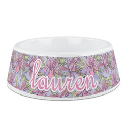 Orchids Plastic Dog Bowl - Medium (Personalized)