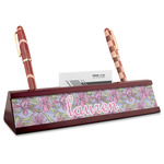 Orchids Red Mahogany Nameplate with Business Card Holder (Personalized)