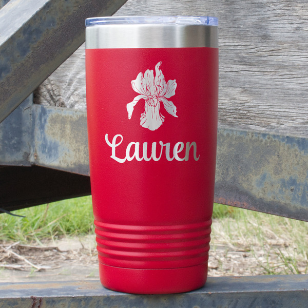 Custom Orchids 20 oz Stainless Steel Tumbler - Red - Double Sided (Personalized)
