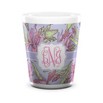 Orchids Ceramic Shot Glass - 1.5 oz - White - Single (Personalized)