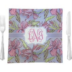 Orchids Glass Square Lunch / Dinner Plate 9.5" (Personalized)