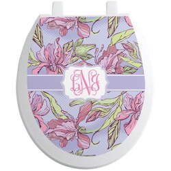 Orchids Toilet Seat Decal - Round (Personalized)