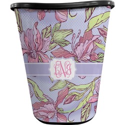 Orchids Waste Basket - Double Sided (Black) (Personalized)