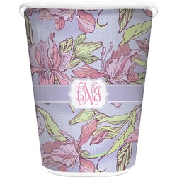 Orchids Waste Basket - Double Sided (White) (Personalized)