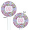 Orchids White Plastic 5.5" Stir Stick - Double Sided - Round - Front & Back