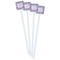 Orchids White Plastic Stir Stick - Double Sided - Square - Front