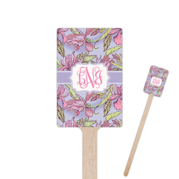 Custom Orchids 6.25" Rectangle Wooden Stir Sticks - Single Sided (Personalized)