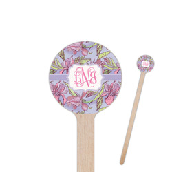 Orchids 6" Round Wooden Stir Sticks - Single Sided (Personalized)