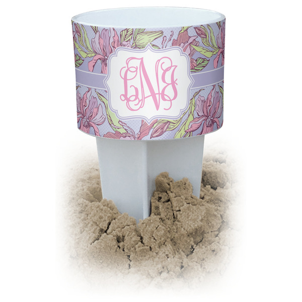 Custom Orchids White Beach Spiker Drink Holder (Personalized)