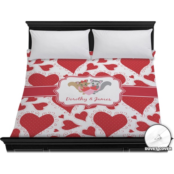 Custom Cute Raccoon Couple Duvet Cover - King (Personalized)