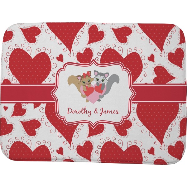 Custom Cute Raccoon Couple Memory Foam Bath Mat - 48"x36" (Personalized)