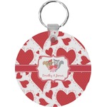 Cute Squirrel Couple Round Plastic Keychain (Personalized)