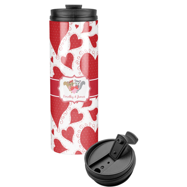 Custom Cute Squirrel Couple Stainless Steel Skinny Tumbler (Personalized)