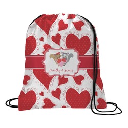 Cute Raccoon Couple Drawstring Backpack - Medium (Personalized)