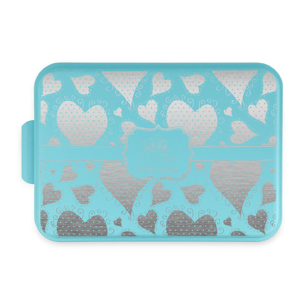 Custom Cute Squirrel Couple Aluminum Baking Pan with Teal Lid (Personalized)