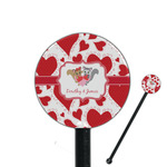 Cute Squirrel Couple 5.5" Round Plastic Stir Sticks - Black - Single Sided (Personalized)