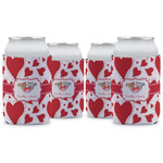 Cute Squirrel Couple Can Cooler (12 oz) - Set of 4 w/ Couple's Names