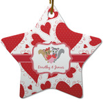 Cute Squirrel Couple Star Ceramic Ornament w/ Couple's Names