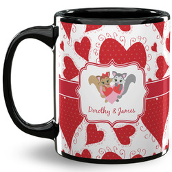 Cute Squirrel Couple 11 Oz Coffee Mug - Black (Personalized)