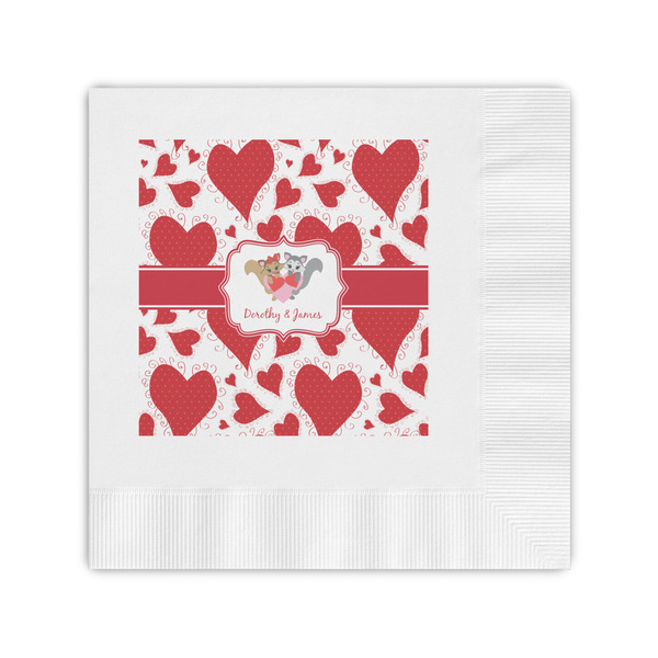 Custom Cute Squirrel Couple Coined Cocktail Napkins (Personalized)