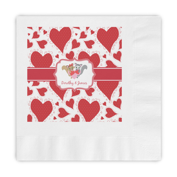 Custom Cute Squirrel Couple Embossed Decorative Napkins (Personalized)