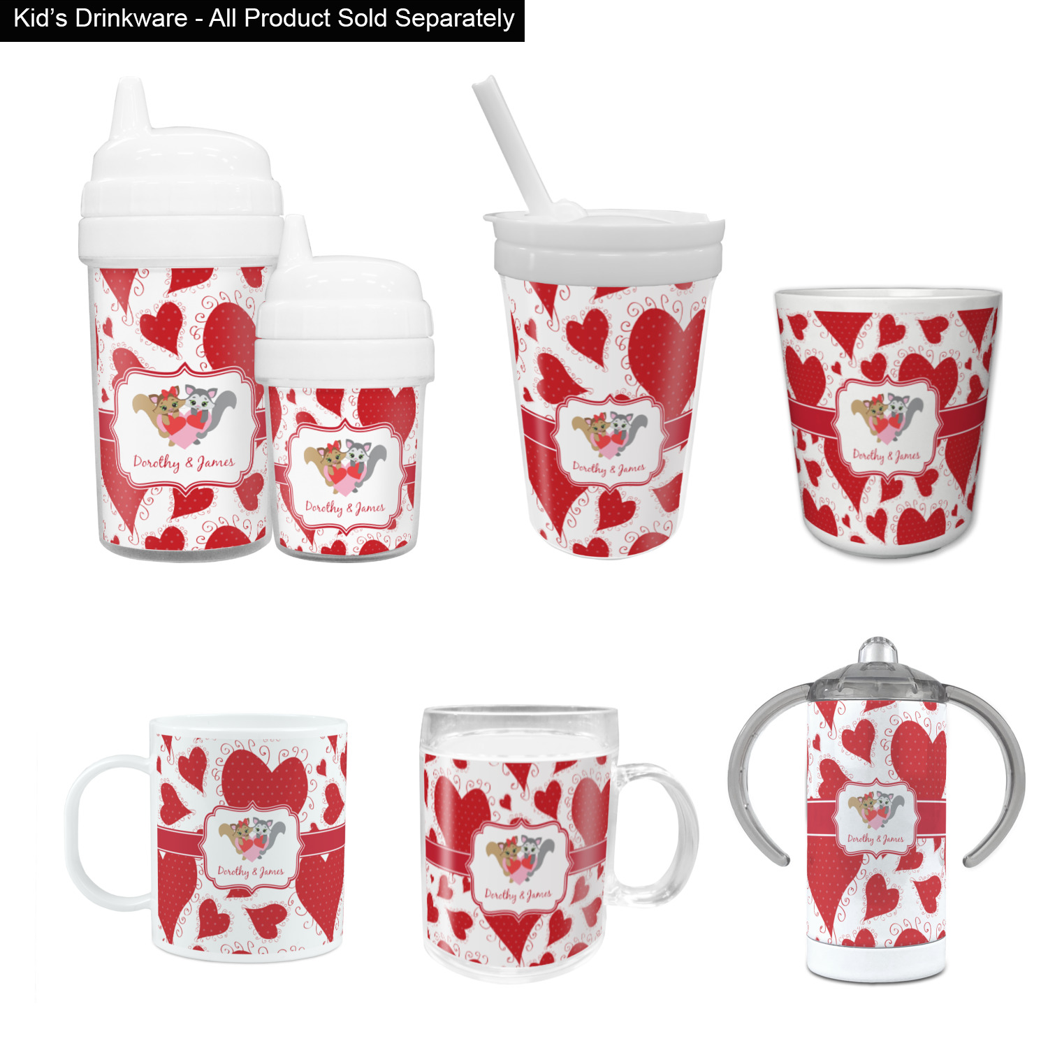 Custom Cute Raccoon Couple Double Wall Tumbler with Straw (Personalized)