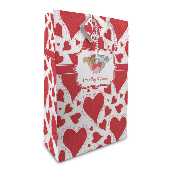 Custom Cute Squirrel Couple Large Gift Bag (Personalized)