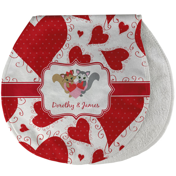 Custom Cute Squirrel Couple Burp Pad - Velour w/ Couple's Names