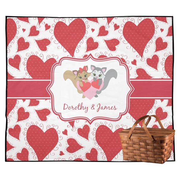 Custom Cute Squirrel Couple Outdoor Picnic Blanket (Personalized)