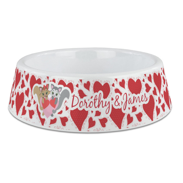 Custom Cute Squirrel Couple Plastic Dog Bowl - Large (Personalized)