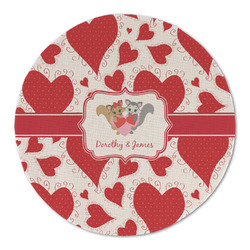 Cute Squirrel Couple Round Linen Placemat - Single Sided (Personalized)