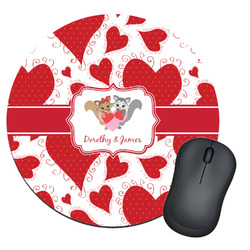 Cute Squirrel Couple Round Mouse Pad (Personalized)