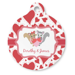 Cute Squirrel Couple Round Pet ID Tag - Large (Personalized)