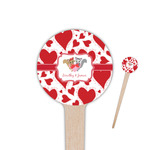 Cute Squirrel Couple 4" Round Wooden Food Picks - Single Sided (Personalized)
