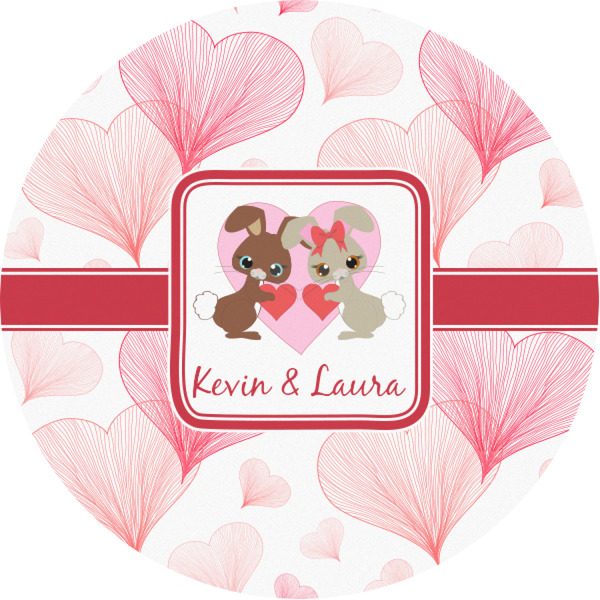 Custom Hearts & Bunnies Multipurpose Round Labels - 1" (Personalized)