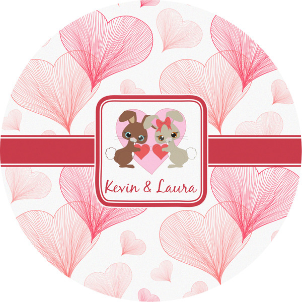 Custom Hearts & Bunnies Multipurpose Round Labels - 2" (Personalized)