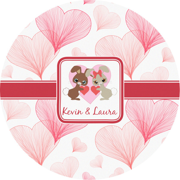 Custom Hearts & Bunnies Multipurpose Round Labels - Custom Sized (Personalized)