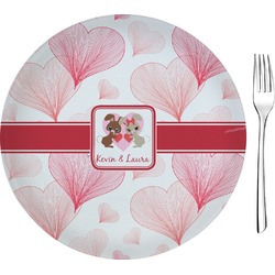 Hearts & Bunnies Glass Appetizer / Dessert Plate 8" (Personalized)