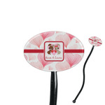 Hearts & Bunnies 7" Oval Plastic Stir Sticks - Black - Single Sided (Personalized)