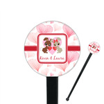 Hearts & Bunnies 7" Round Plastic Stir Sticks - Black - Single Sided (Personalized)