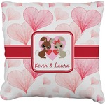 Hearts & Bunnies Faux-Linen Throw Pillow 16" (Personalized)