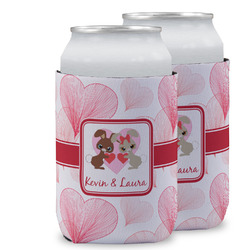 Hearts & Bunnies Can Cooler (12 oz) w/ Couple's Names