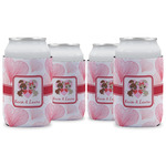 Hearts & Bunnies Can Cooler (12 oz) - Set of 4 w/ Couple's Names